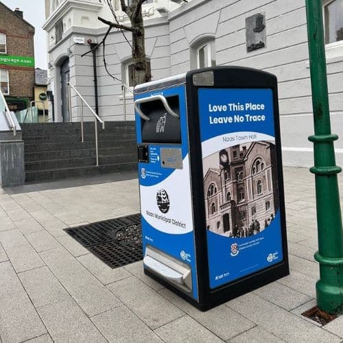 Smart waste bin on street